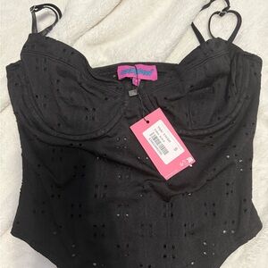 Edikted Black Eyelet Detail Top